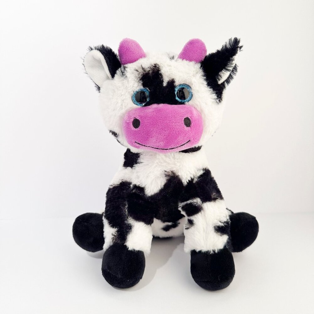 RMS International Cow Plush Kids Toy 10 inch White Black Purple Stuffed Animal